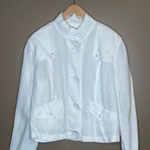 CAbi White Linen Jacket Size S